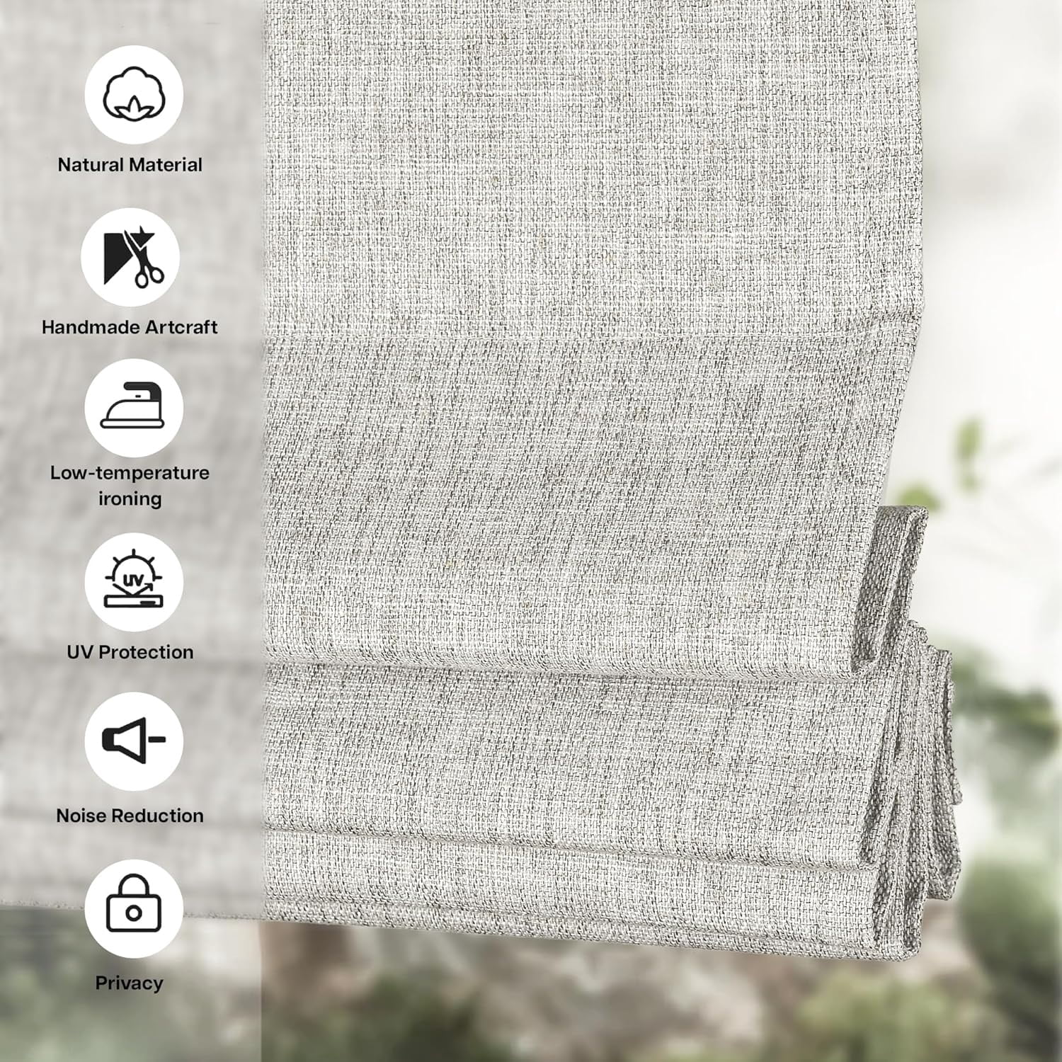No Tools No Drill Cordless Roman Shades for Windows, Blackout Thermal Insulated UV Blocking Window Blinds, Room Darkening Fabric Blinds for Indoor Windows, 20'' W x 64'' H, Grey