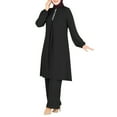 thumbnail image 5 of TYGHBN Women's 2 Sets Long Sleeve Button Down Shirt and Pants Abaya Casual Dress Dubai Outfits Chiffon Hijabs Long Head Scarf for Women Party Wear Dresses Head Wrap for Women with Silk Interior Hijab, 5 of 7