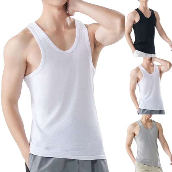 SGFCWSX Mens Tank Tops Cotton Solid Color Sleeveless Shirts Slim Fit Base Layer Tops for Everyday Workout Wear White Size 4XL