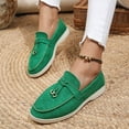 thumbnail image 3 of Women's Slip On Suede Loafers Comfortable Lightweight Business Dress Shoes Wide Width Slip On Sneakers Green Size 6, 3 of 7