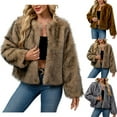 thumbnail image 5 of qucoqpe Womens Cropped Faux Furry Jackets Fashion Elegant Long Sleeve Open Front Plushy Coat Lightweight Comfy Winter Clothing for Women, 5 of 5