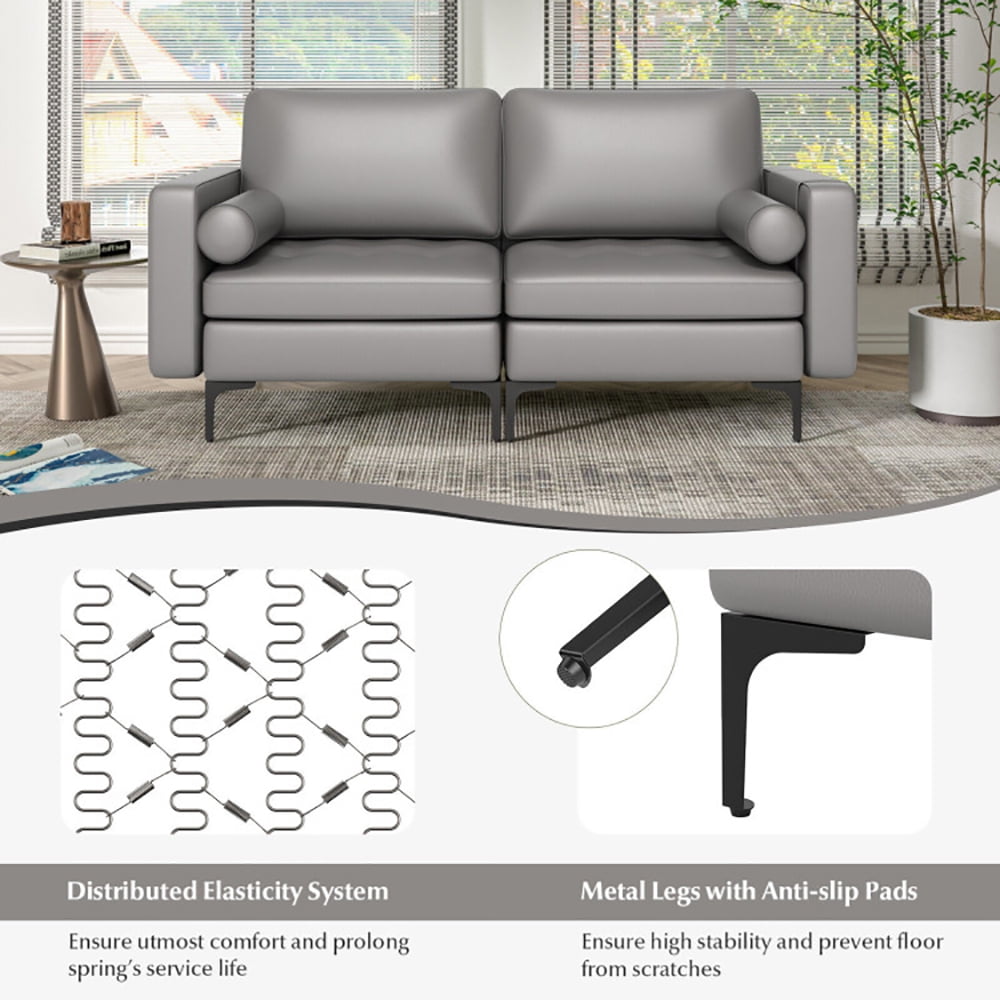 Finihen Loveseat Sofa, Modern Loveseat Sofa with 2 Bolsters and Side Storage Pocket, for Living Room, Bedroom, Light Gray Finihen Loveseat Sofa, Modern Loveseat Sofa with 2 Bolsters and Side Storage Pocket, for Living Room, Bedroom, Light Gray
