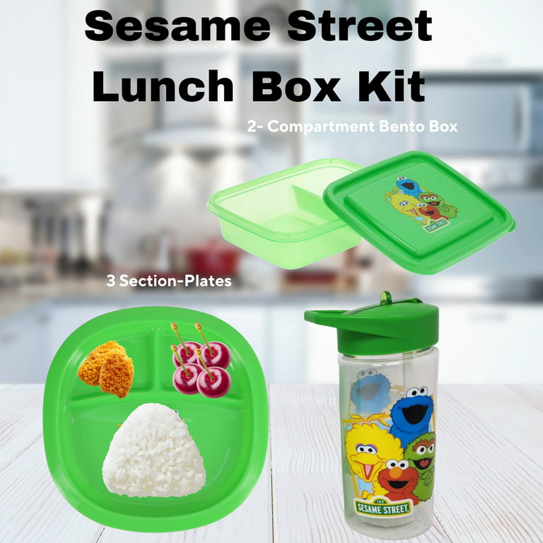 Sesame Street Big Bird Lunch Box Kit for Kids Includes Green Bento Box and Tumbler with Straw BPA-Free Dishwasher Safe Toddler-Friendly Lunch