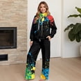 thumbnail image 4 of Xixirimido Colorful Paint Splatter Print Womens Sweatsuits 2 Piece Outfits Long Sleeve Sweatshirt Wide Leg Sweatpants Matching Set Fall Winter Fashion Tracksuit Oversized, Medium, 4 of 7