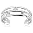 thumbnail image 1 of 925 Silver Rhodium Plate Triple Line Open Motif Zirconia Toe Ring, 1 of 2