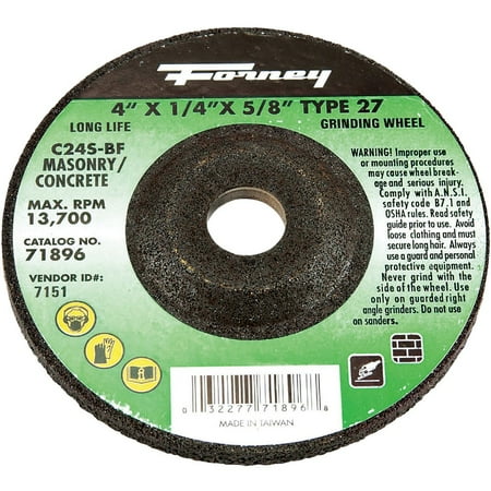 

2PK Forney Type 27 4 In. 1x /4 In. x 5/8 In. Masonry Grinding Cut-Off Wheel