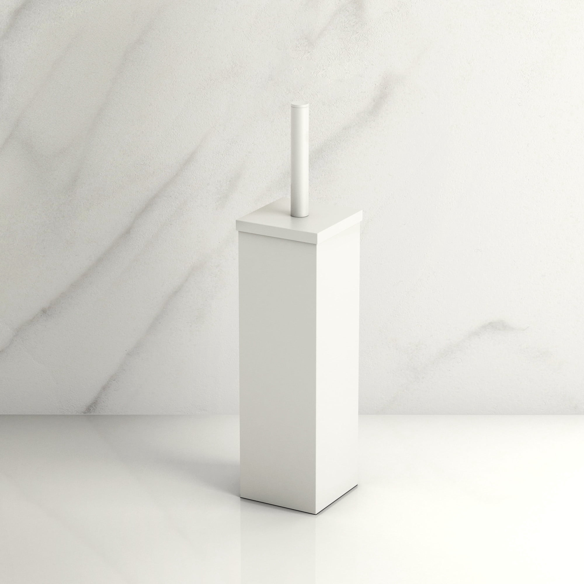Gatco 1488W Elegant Square Toilet Brush Holder, Matte White