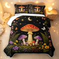 thumbnail image 2 of Homewish Cute Plant Mushrooms Twin Quilt Set,Dreamy Floral Butterfly Stars Twin Coverlet Set,Black Reversible,2pcs, 2 of 7