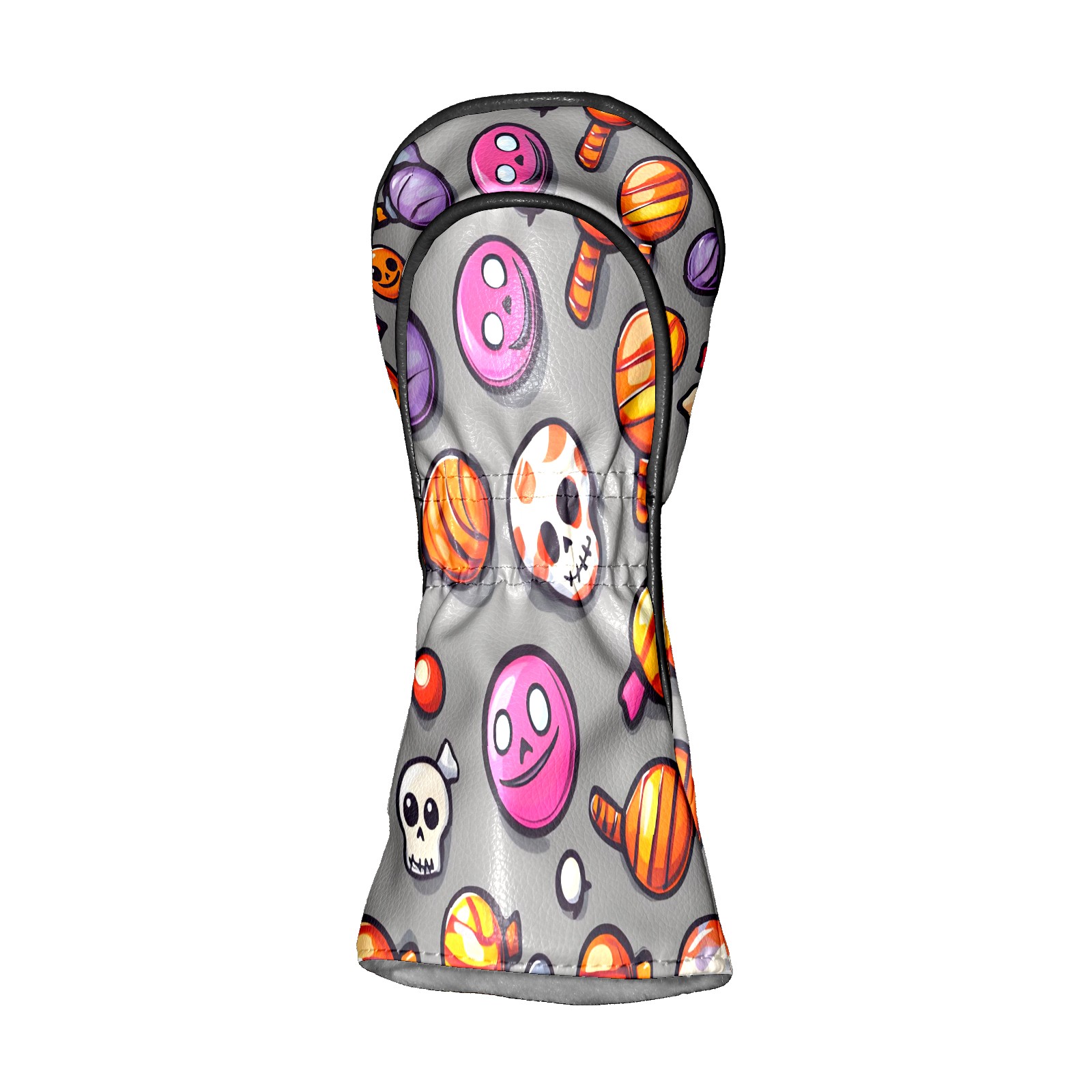 Golf Club Covers, Gray HalloweenCandy Premium PU Leather Driver Hybrid Putter Head Covers with Velvet Lining, Waterproof Golf Gifts for Men Women