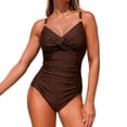 thumbnail image 2 of Haivin Women's Plus Size One-Piece Swimsuit, Halter Neck with Front Ruffles, Modest Solid Color for Beach and Pool, 2 of 6