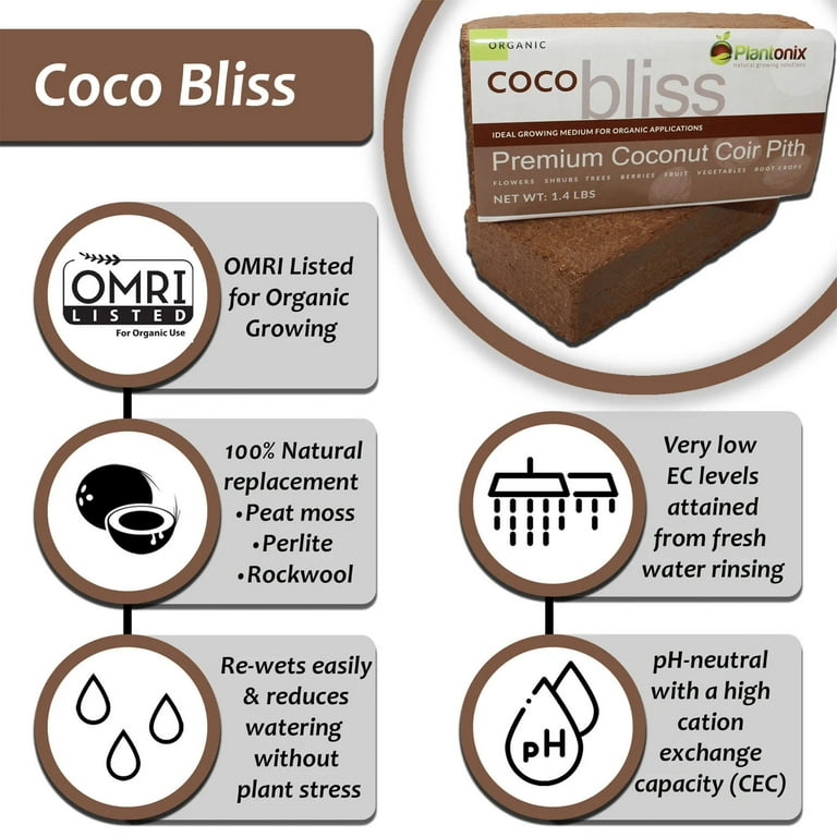 Plantonix Coco Bliss Coconut Coir Pith, Ideal for Houseplants