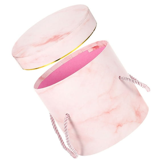 DRAFIDEEP 1Set Pink Cardboard Round Florist Box for Flower Arrangement 5.5x5.3x5.3in