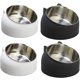 thumbnail image 3 of PINVNBY 4 cuencos elevados para gatos inclinados 15 °, alimentador de Bulldog elevado, antiderrames, plato de comida para perros y gatitos, antideslizante, desmontable, base inclinada de acero inoxida, 3 of 4