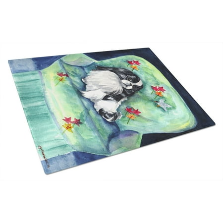 

Carolines Treasures 7034LCB Japanese Chin in Mommas Chair Glass Cutting Board Large 12H x 16W multicolor