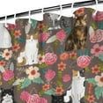 thumbnail image 3 of Watercolor Cat Shower Curtain - Hand-Drawn Cat Graphic, Waterproof & Quick-Dry, Includes 12 Hooks, Fade-Resistant, 3 of 4