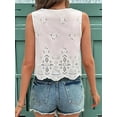 thumbnail image 4 of Women Tie Front Vest Floral Eyelet Embroidered Tank Y2K Sleeveless V Neck Crop Shirt Top Cute Going Out Tops White S, 4 of 6