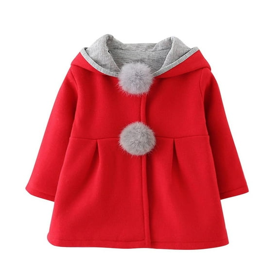 Ltctricy Toddler Girls Hooded Jacket Fall Winter Baby Clothes Cute Warm Windbreaker Casual Loose Long Sleeve Coats