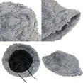 thumbnail image 3 of Lilgiuy Winter Plush Fluffy Fuzzy Bucket Hat for Women Trendy Solid Color Soft Cozy Warm Plush Faux Fur Fisherman Hat Gifts for Christmas, Halloween, Thanksgiving, New Year, Gray, 3 of 3