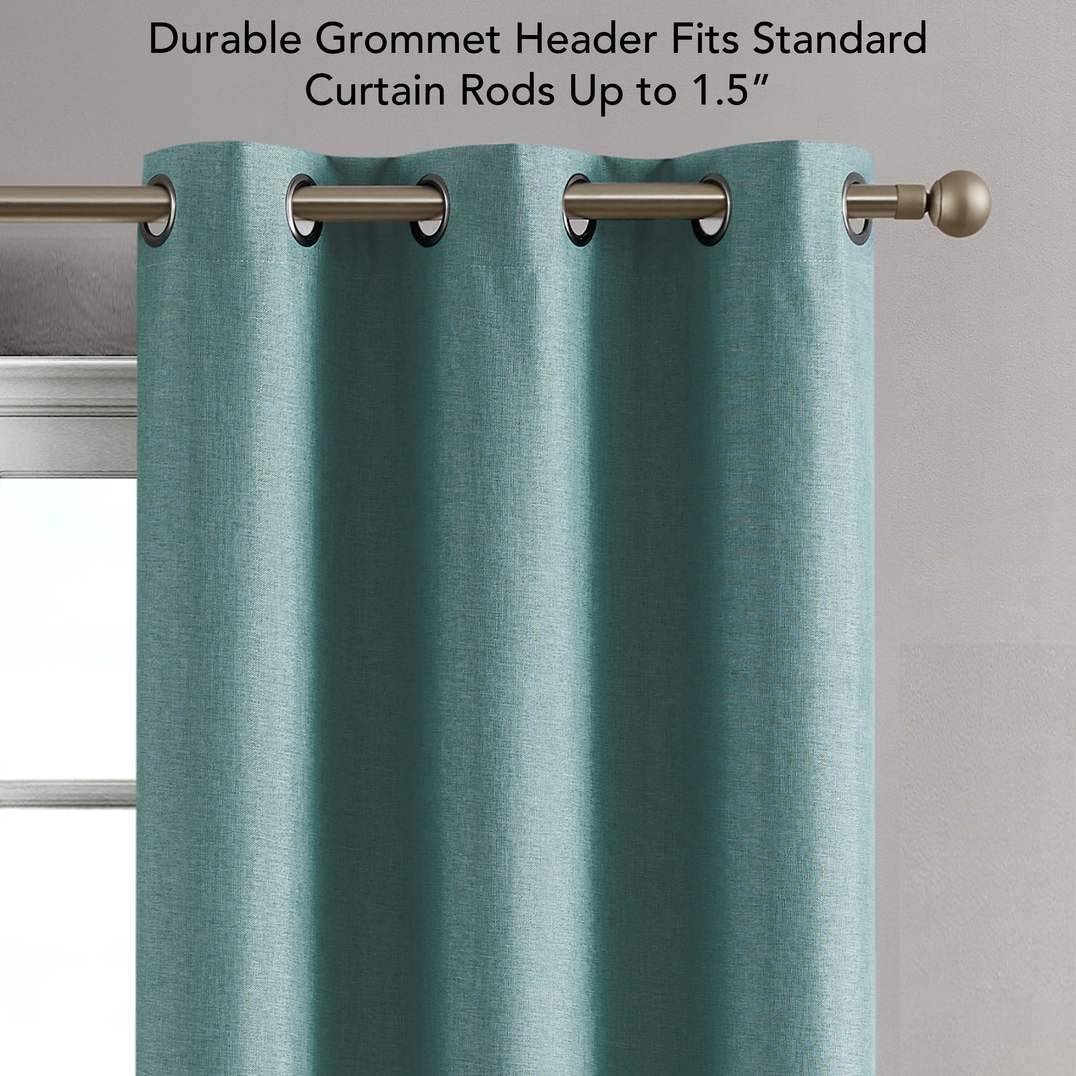 Legrae Blackout Thermal Insulated Grommet Curtains, Set of 2 Panels with Tiebacks, Turquoise, 38" x 84"