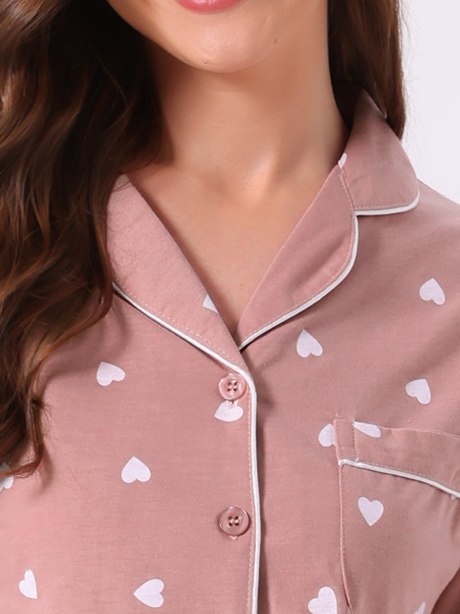DARING DIVA Lounge Set Cotton Button Up Cute Print Pajama Set XL Heart