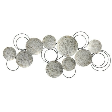 Nearly Natural 4.5ft. x 2ft. Galvanized Embossed Metal Discs Wall Art Decor