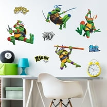 Teenage Mutant Ninja Turtles Mutant Mayhem - Set of 8 TMNT Vinyl Wall Sticker Bedroom Decorations - Peel and Stick Room Decor Red Green Blue Purple