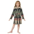 thumbnail image 6 of FORMRS Niños Bathrobe Unisex Hooded Robe Soft Plush Pajamas Sleepwear, Size 7-9T, Beige Striped Trees, 6 of 7