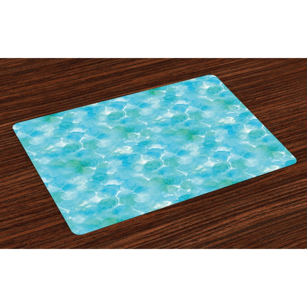 Teal Placemats Set of 4 Abstract and Expressionist Watercolor Art