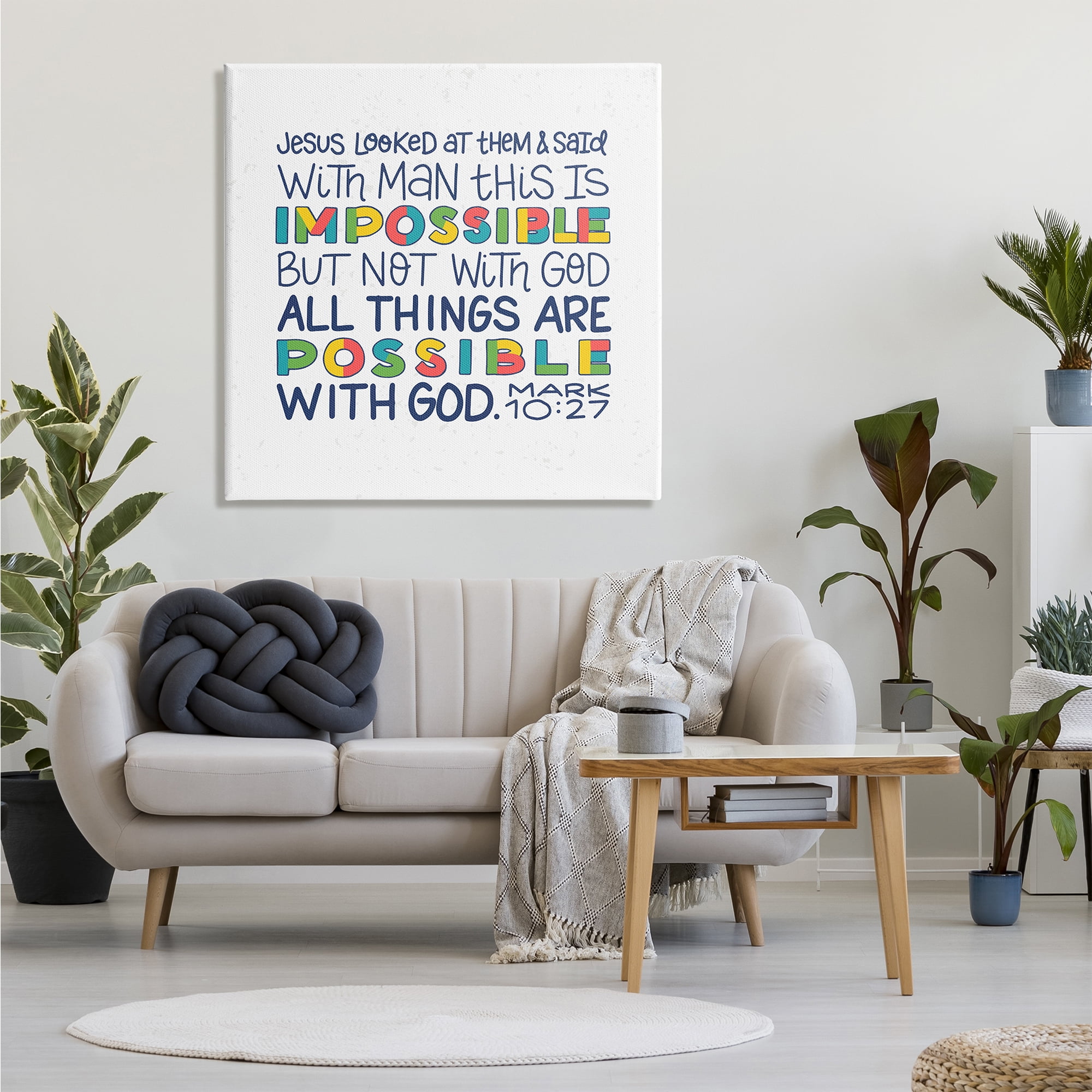 Stupell Industries All Things Possible with God Mark 10:27 Proverbs, 36 x 36, Design by Raye Allison Creations