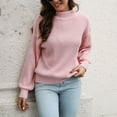 thumbnail image 2 of IROINNID Womens Sweater Round Neckline Pullover Sweater Solid Color Leisure Short Length Long Sleeve Half Sweater Autumn Winter Knit Sweater, 2 of 7