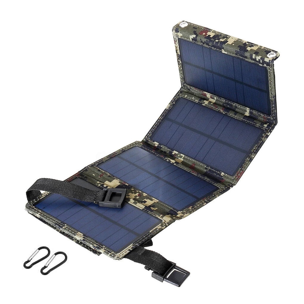 Etase 20W USB Solar Panel Folding Power Bank Outdoor Camping Hiking Battery Charger Camouflage 
