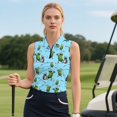 thumbnail image 3 of KEIAHUAN Golf Ball 1/4 Zip Up Tennis Golf T-Shirts for Women Quick Dry Stylish Pickle Sleeveless Athletic Shirts Lightweight Stylish Racerback Tennis Sport Tops with 2 Side Pockets, 3 of 7