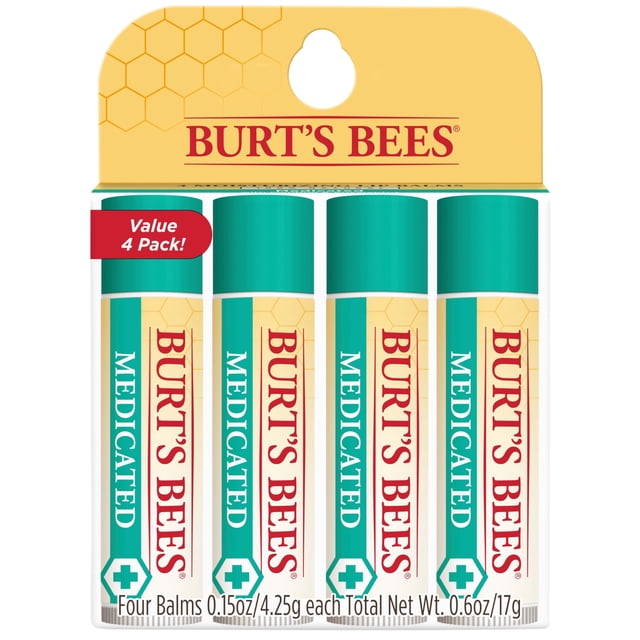 Bálsamo labial medicinal Burt's Bees, paquete de 4 unidades, regalo de Navidad