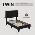 thumbnail image 2 of Honfach Twin Bed Frame, Velvet Upholstered Platform Bed Frame, Solid Wood Slats & Heavy Duty Feet Support, No Box Spring Needed, Noise-Free, Easy Assembly, Black, 2 of 8