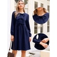 thumbnail image 2 of DARING DIVA Women's Fall Long Sleeve Bow Tie Front Cute Tunic Dress XS Navy Blue, 2 of 6