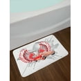 thumbnail image 2 of Cars Bath Mat, Hippie Dated Beetle Car with Wings Once Sixties Freedom and Revolution Icon Boho Print, Non-Slip Plush Mat Bathroom Kitchen Laundry Room Decor, 29.5 X 17.5 Inches, Red Grey, Ambesonne, 2 of 2