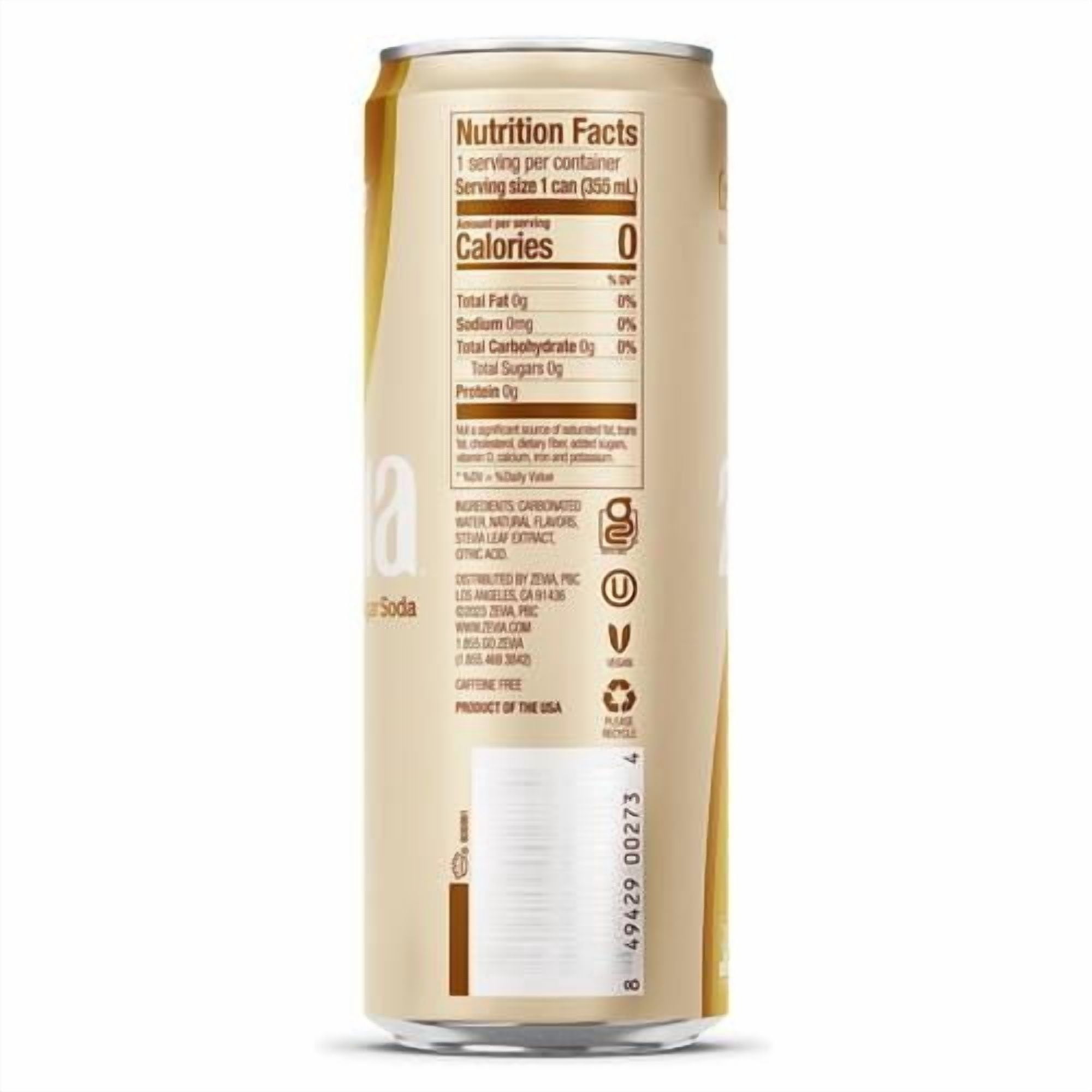 Zevia Zero Sugar Soda, Creamy Root Beer, 12 Ounce Sleek Can - Pack of 2