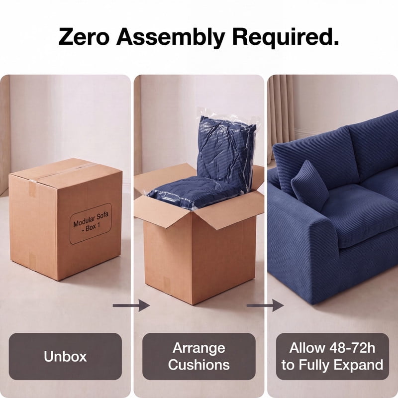 Gewnee Loveseat Sofa, Modular Cloud Couch, Corduroy 2 Seater Sofa with Removable Covers, No Assembly Required,Navy Blue