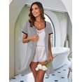 thumbnail image 4 of Ekouaer Women Zipper Front House Coat Short Sleeves Robe Zip Up Bathrobes Short Nightgown with Pockets, 4 of 5