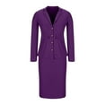 thumbnail image 4 of Prdecexlu Women's 2 Piece Suit Skirt Set Business Office Formal Dress Suit Peplum Blazer Jacket Midi Pencil Skirt Suits Purple S, 4 of 9