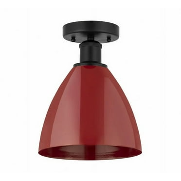 Innovations Lighting  Edison Plymouth Dome - 1 Light 8" Semi-Flush Mount Matte Black/Red