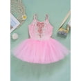 thumbnail image 3 of MSemis Kids Girls Shiny Sequins Ballet Dance Dress Tutu Skirted Leotard Party Costumes Pink 6, 3 of 6