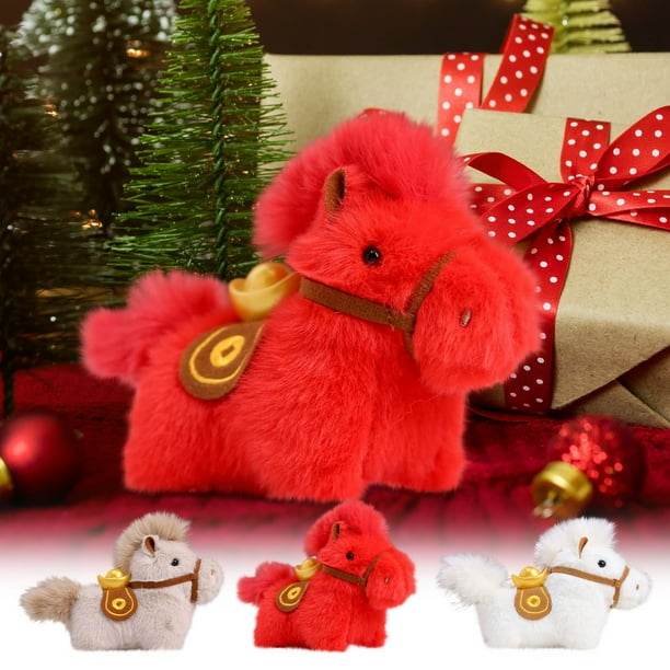 Juguetes De Peluche 1Piezas Juguete de caballo de la suerte con barras rojas para la riqueza y la decoración del hogar Material suave de colección para escritorio o estantería JASKFLY
