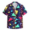 thumbnail image 4 of IWRICH 80s 90s Outfit for Men Short Sleeve Button down Hawaiian Shirt Funny Retro Beach Shirts Blue XL, 4 of 5