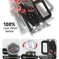 thumbnail image 4 of Skull Tumbler with Handle and Straw 40oz Flowers Skull Tumbler Travel Mug Skull Cup Insulated Leak Proof Tumbler Skull Gifts for Women Men-(black red), 4 of 6