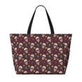 thumbnail image 2 of Daiia Skull colorful flower Beach Travel Bag - Water-Resistant Beach Bag, Lightweight Tote with 7 Pockets for Women and Men - Gym,Pool,Camping,Reusable Grocery Bag, 2 of 7