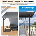 thumbnail image 4 of AECOJOY 8' x 5' Lean to Grill Gazebo Hardtop Outdoor Pergola for Patio, Freestanding Carport Pergolas and Gazebos Clearance with Steel Patio Roof, Small Heavy Duty Metal Awnings for Decks, 4 of 7
