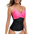 thumbnail image 5 of RELLECIGA Women's V Neckline Tankini Top Bathing Suits Ruched Swimwear, 5 of 8