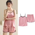 thumbnail image 3 of SAZBJOJN Womens Pajamas Sleeveless Cami Shorts Pajama Set Soft Casual Lightweight Breathable Pajamas for Women Set Summer Sleepwear for Daily Home Rest Pink Size One Size, 3 of 5