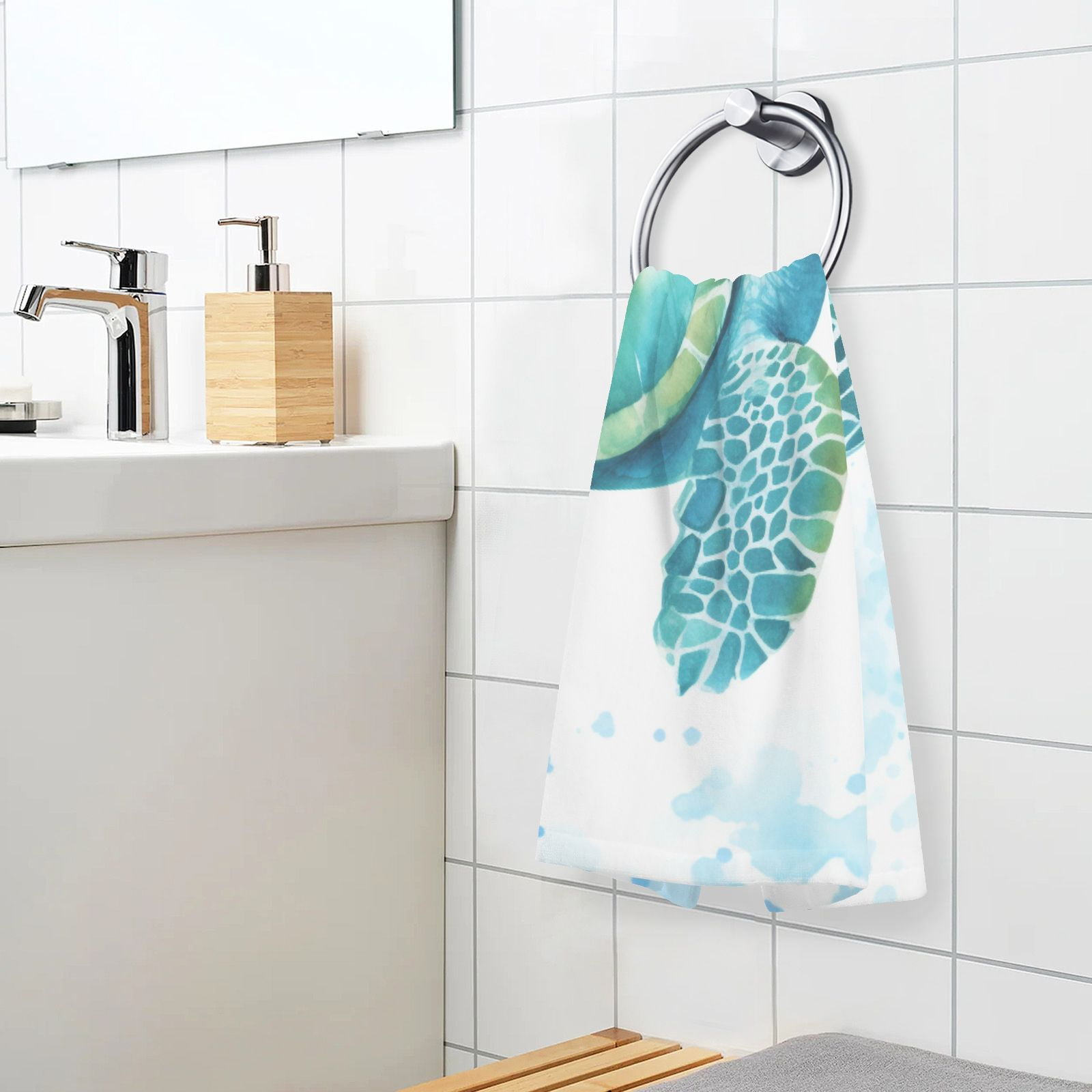 Turtles Hand Towel Bath Towels Face Towels Cotton Absorbent for Home Hotel Spa Swimming Yoga Sports Decorative Towel Set of 2